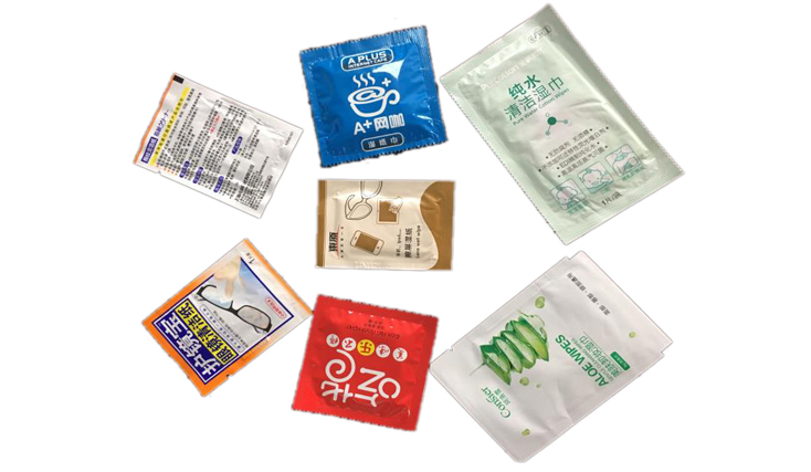 amostra de m&aacute;quina de embalagem de tecidos &uacute;midos