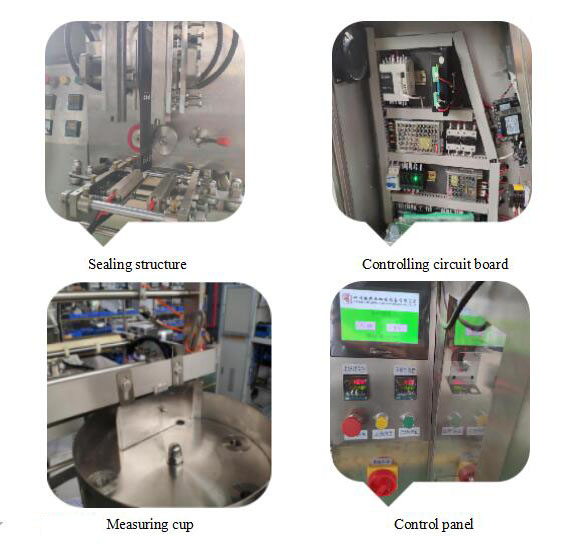Figuras de detalhes da m&aacute;quina de embalagem de saqueta de gr&acirc;nulos