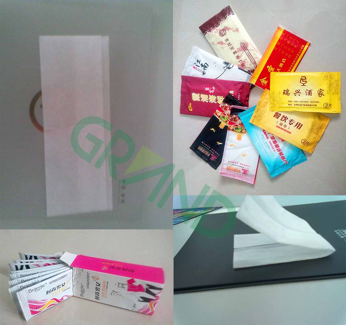 Amostra autom&aacute;tica de m&aacute;quina de embalagem de tecido &uacute;mido &uacute;nico